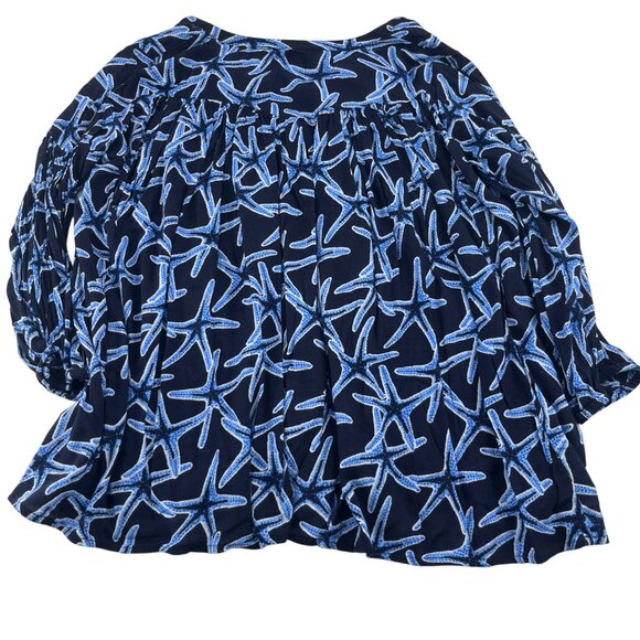 Crown & Ivy Women's Starfish Print Boho Blouse Medium Long Sleeves - Picture 3 of 5